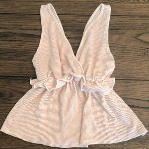 Deep V Neck Ruffle Top